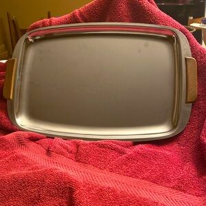 Vintage Mid-Century Modern stainless steel platter